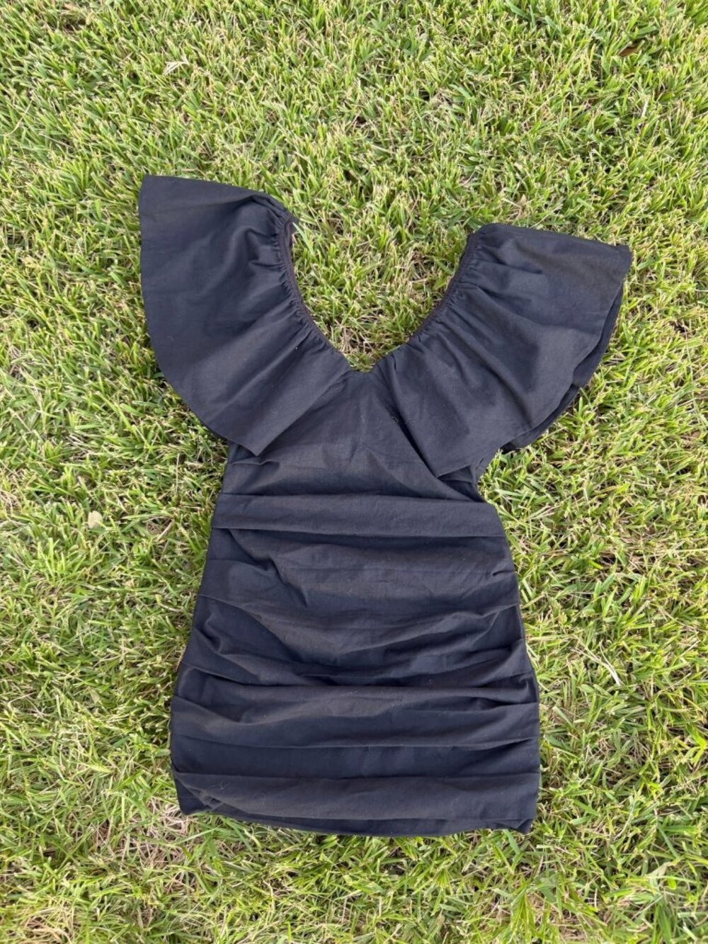 SHOP NEIGHBOR By In the Beginning small black off the shoulder dress gathered